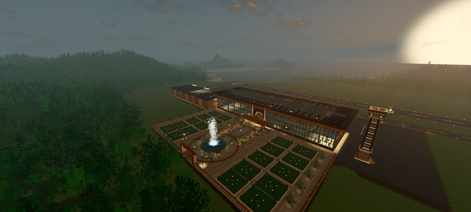 The Xtreme SkyDiving terminal at golden hour